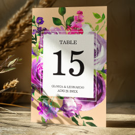 Romantische Paarse Floral Weddenschappen Kaart