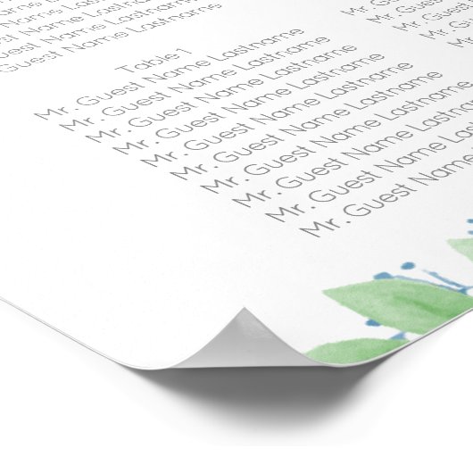 Romantische Paarse Floral Wedding Seating Chart Poster (Hoek)