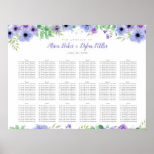 Romantische Paarse Floral Wedding Seating Chart