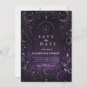 Romantische Paarse Goth Huwelijk Save The Date (Voorkant)
