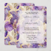 Romantische Paarse Gouden Iris Bloemen Huwelijk Kaart