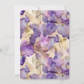 Romantische Paarse Gouden Iris Bloemen Huwelijk Kaart