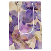 Romantische Paarse Gouden Iris Bloemen Huwelijk Medium Cadeauzakje (Achterkant)