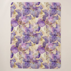 Romantische Paarse Gouden Iris Bloemen Sherpa Deken