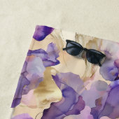 Romantische Paarse Gouden Iris Bloemen Strandlaken (In situ)