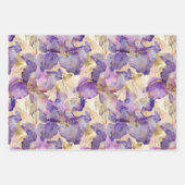 Romantische Paarse Gouden Iris Bloemige Bruiloft Inpakpapier Vel (Voorkant)