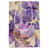 Romantische Paarse Gouden Iris Bloemige Bruiloft Medium Cadeauzakje (Voorkant)