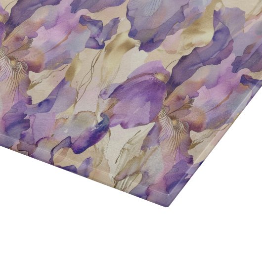 Romantische Paarse Gouden Iris Bloemige Bruiloft Snijplank (Hoek)