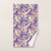 Romantische paarse gouden iris bloemrijke bruids d bad handdoek (Handdoek)