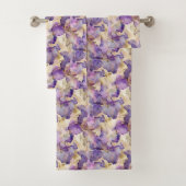 Romantische paarse gouden iris bloemrijke bruidsdo bad handdoek (Insitu)