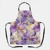 Romantische paarse gouden iris bloemrijke bruidsui schort (Voorkant)