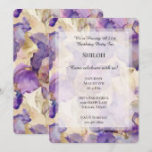Romantische Paarse Gouden Iris Bloemverjaardag Kaart (Voorkant / Achterkant)