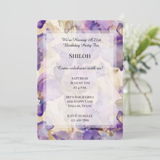 Romantische Paarse Gouden Iris Bloemverjaardag Kaart (Staand voorkant)