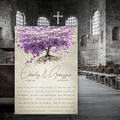 Romantische Paarse Heart Leaf Tree Wedding Kaart