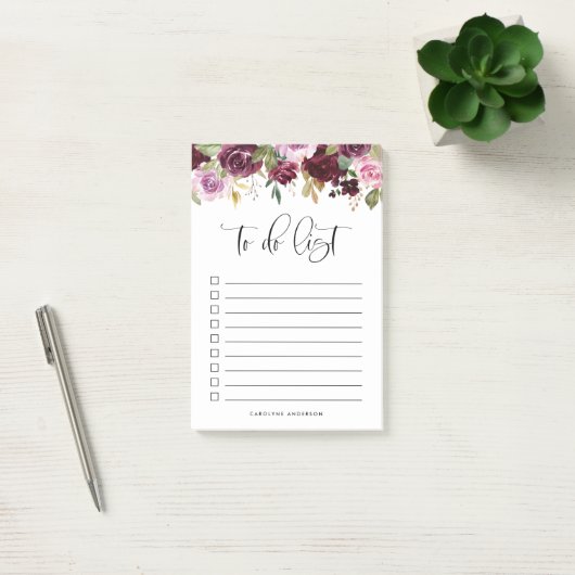 Romantische Paarse Herfst Bloemen gepersonaliseerd Post-it® Notes (Kantoor)