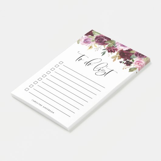 Romantische Paarse Herfst Bloemen gepersonaliseerd Post-it® Notes (Schuin)