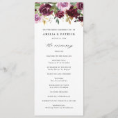 Romantische Paarse Herfst Floral Blooms Rustic Wed Programmakaart (Voorkant)