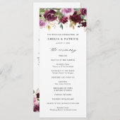 Romantische Paarse Herfst Floral Blooms Rustic Wed Programmakaart (Voorkant / Achterkant)