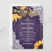 Romantische Paarse Houten Bloem Kantwerk Zonnebloe Kaart (Voorkant)