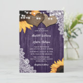 Romantische Paarse Houten Bloem Kantwerk Zonnebloe Kaart (Staand voorkant)