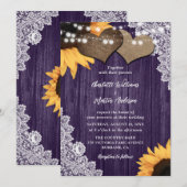 Romantische Paarse Houten Bloem Kantwerk Zonnebloe Kaart (Voorkant / Achterkant)