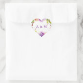 Romantische Paarse Initialen voor het huwelijk van Hart Sticker (Tas)