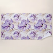 Romantische paarse iris bloem bruids douche strandlaken (Voorkant)