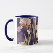 Romantische paarse iris bloem gouden monogram mok (Links)