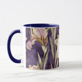 Romantische paarse iris bloem gouden monogram mok