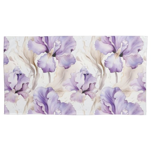 Romantische paarse iris bloem kussensloop (Voorkant-Links)