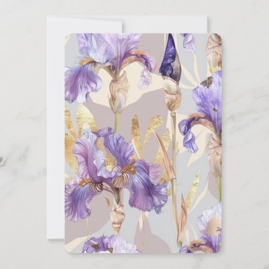 Romantische Paarse iris bloemenbruiloft Kaart (Achterkant)