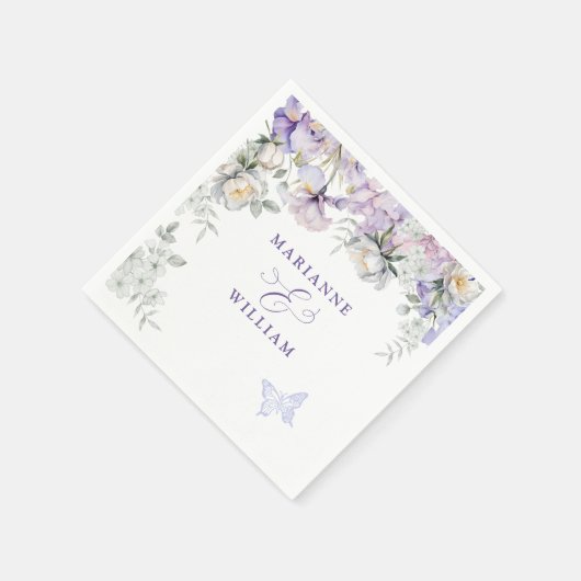 Romantische Paarse iris bloemenbruiloft Servet (Hoek)