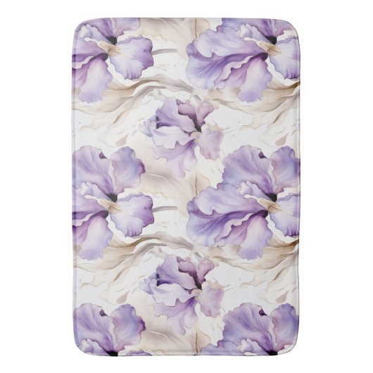 Romantische Paarse Iris Bloemrijke Bruidsuitnodigi Badmat (Voorkant Verticaal)