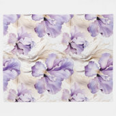 Romantische Paarse Iris Floral Fleece Deken (Voorkant (Horizontaal))