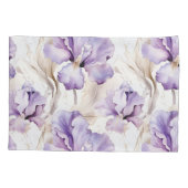 Romantische Paarse Iris Floral Kussensloop (Achterkant-Links)