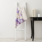 Romantische Paarse Iris Floral Sherpa Deken (In situ)