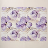 Romantische Paarse Iris Floral Sherpa Deken (Voorkant (horizontaal))