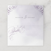 Romantische paarse kalligrafie vintage bruiloft plaatskaartje (Buitenkant ongevouwen)