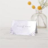 Romantische paarse kalligrafie vintage bruiloft plaatskaartje (Achterkant)