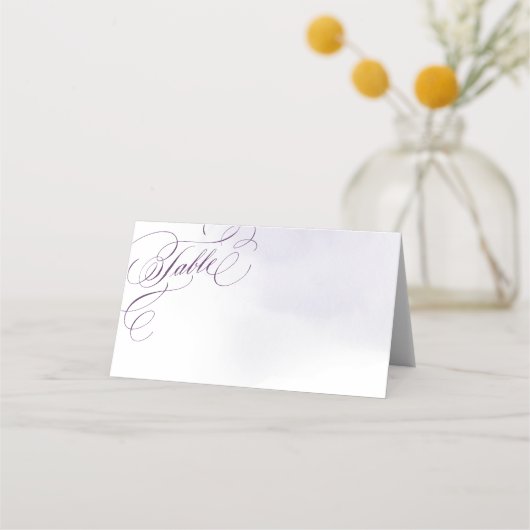 Romantische paarse kalligrafie vintage bruiloft plaatskaartje (Voorkant)