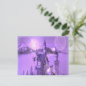 Romantische paarse kasteel gotische bruiloft briefkaart (Staand voorkant)