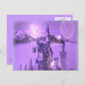 Romantische paarse kasteel gotische bruiloft briefkaart (Voorkant / Achterkant)