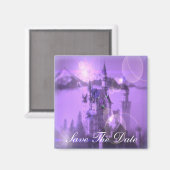 Romantische paarse kasteel gotische bruiloft magneet (Voorkant / Achterkant)