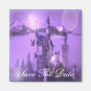 Romantische paarse kasteel gotische bruiloft magneet