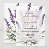 Romantische Paarse Lavendel Bloemen Huwelijk Kaart (Voorkant / Achterkant)