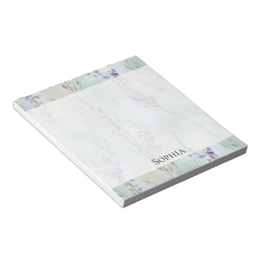 Romantische Paarse Lavendel Bloemen Notitieblok (Schuin)