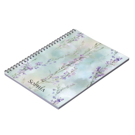 Romantische Paarse Lavendel Bloemen Notitieboek (Linkerzijde)