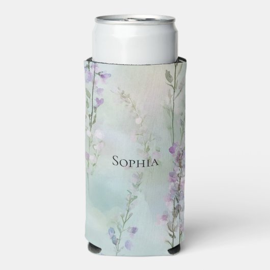 Romantische Paarse Lavendel Bloemen Seltzer Blikjeskoeler (Seltzer Voorkant)