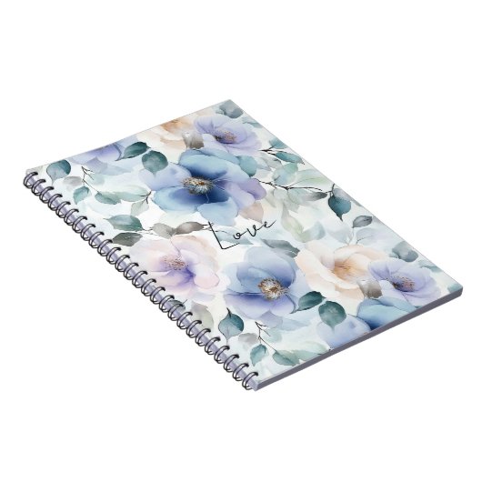Romantische Paarse Lavendel Blue Cream Bloemen Notitieboek (Rechterzijde)