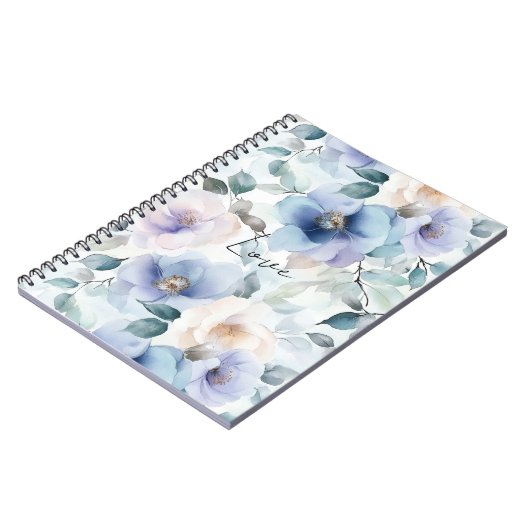 Romantische Paarse Lavendel Blue Cream Bloemen Notitieboek (Linkerzijde)